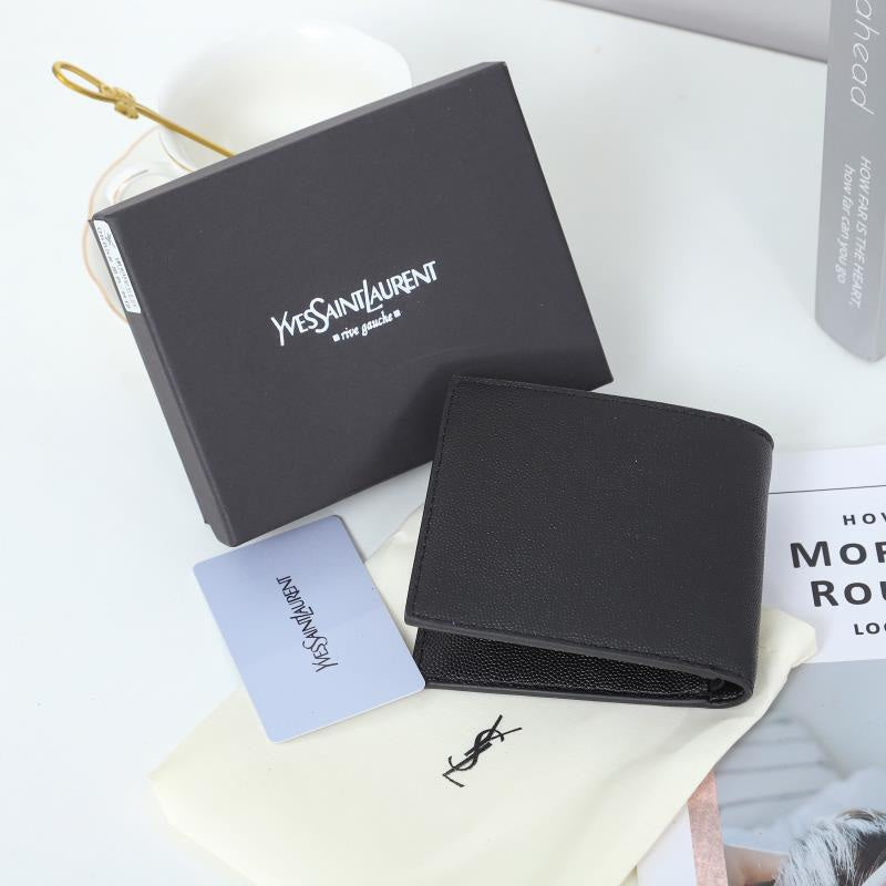 Saint Laurent YSL East/West Bifold Wallet – Grained Leather Black on Black