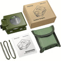 Survival Compass with Inclinometer & Carrying Bag – Sighting Compass for Camping, Hiking, Hunting, Geology & Navigation Activities (Green & Black)