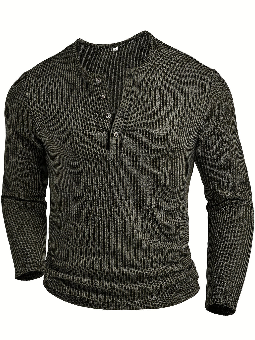 Malcolm | Geripptes Langarm-Henley-Shirt