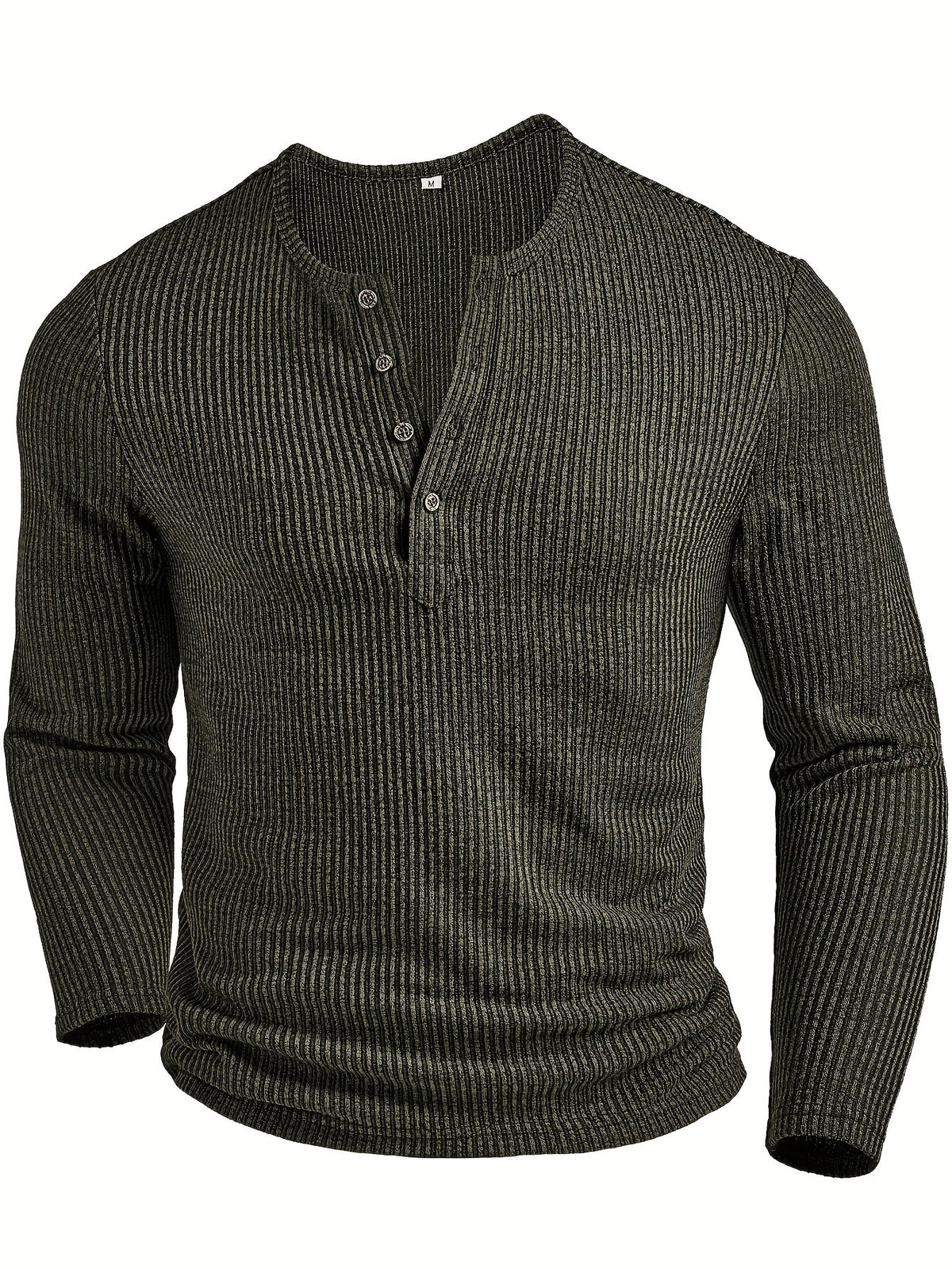 Malcolm | Geripptes Langarm-Henley-Shirt
