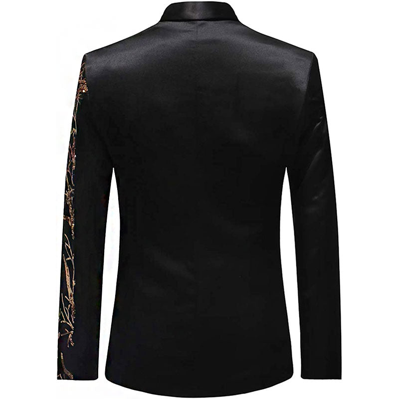 Men's 2-Pieces Branch Embroidered Sequin Jacket and Pants