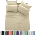 Sheet Set, Six-Piece Brushed Polyester Bedding with 16-Inch Fitted Pocket, Four Pillowcases and Twenty Colors