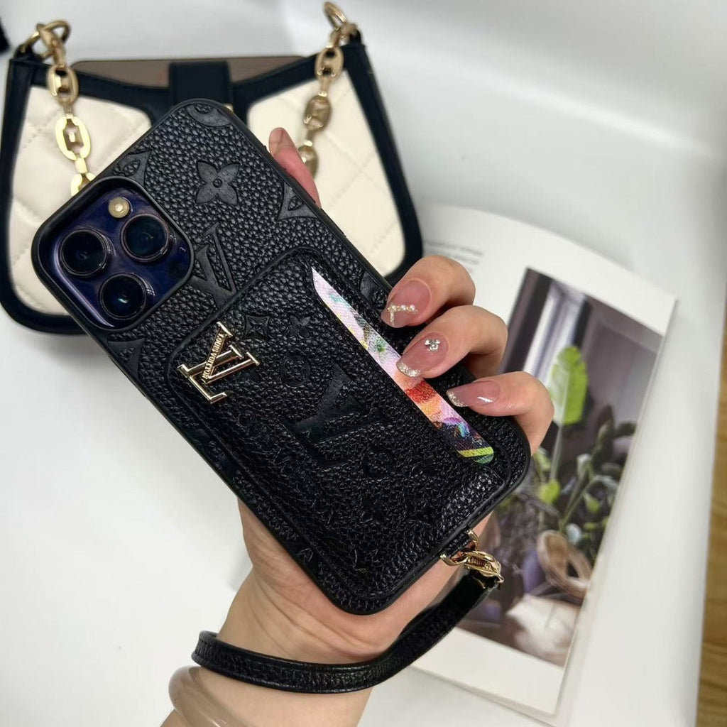 Luxe Kartenhalter-Schutzhülle mit Band – Inspirierte Eleganz für das iPhone