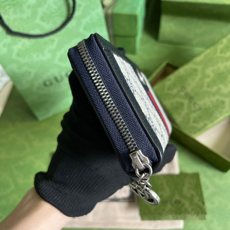 Gucci Ophidia GG Supreme Zip-Around Continental Wallet – Navy Blue