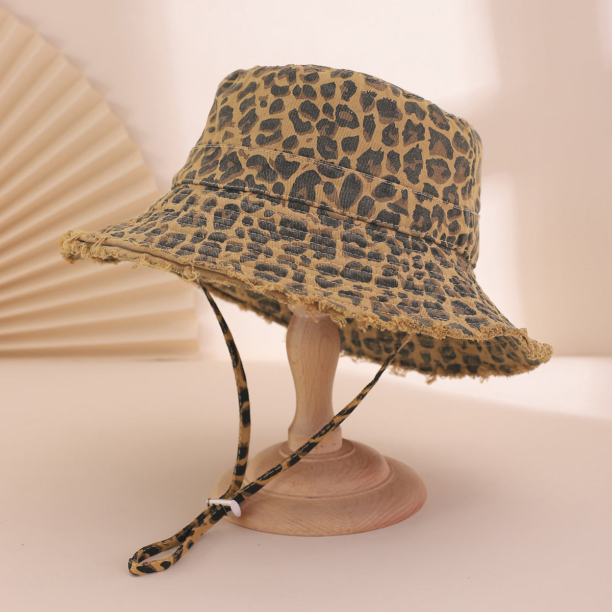 Pickens Bucket-Hat mit Leopardenmuster-Besatz – breite Krempe, Vintage-Mode