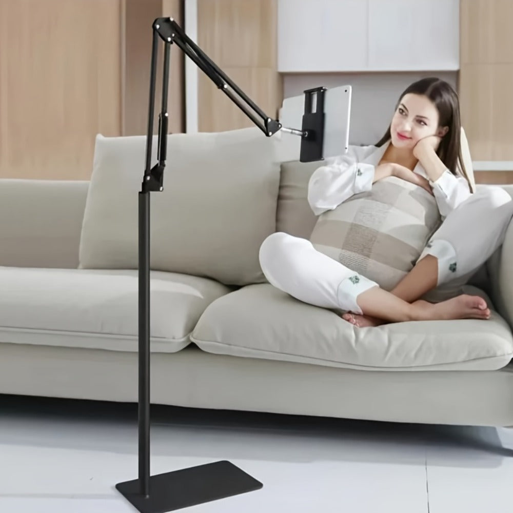 Phone Stand with Flexible Gooseneck Arm and Rotating Holder, 68.9-Inch Metal Support for Hands-Free Viewing