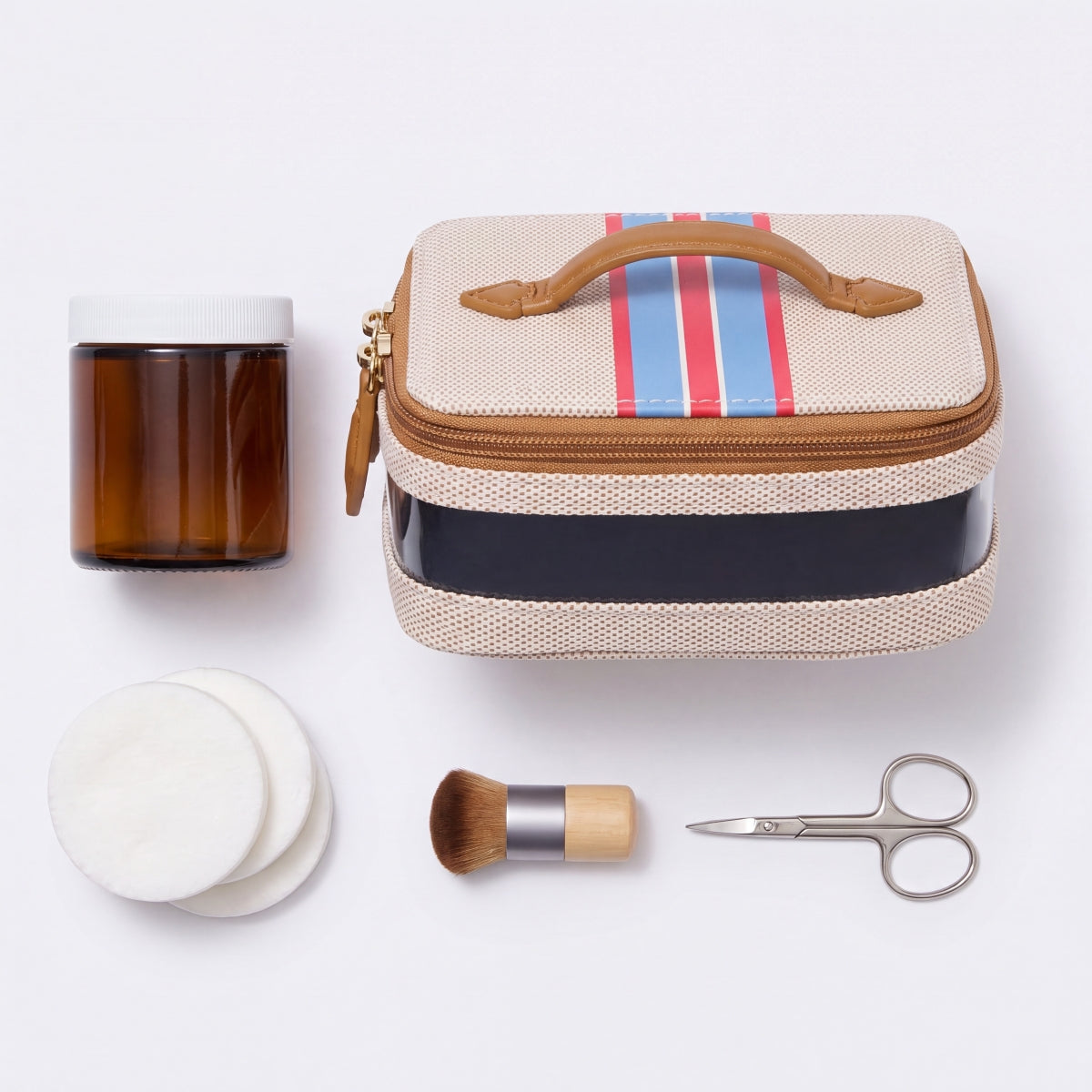 Paravel Mini Cabana See-All Vanity Case EcoCraft Canvas Vegan Leather Paloma