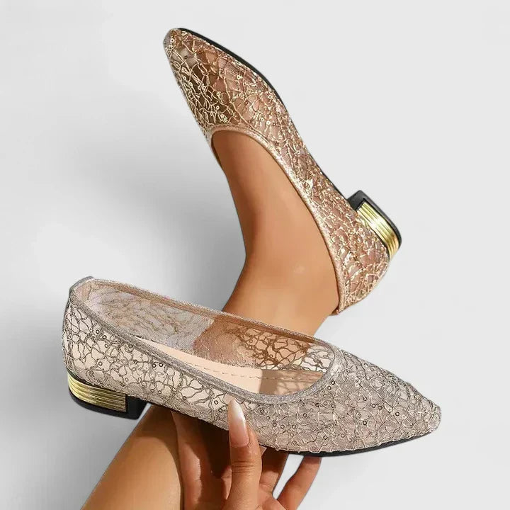 Camille | Strukturierte Metallic-Ballerinas
