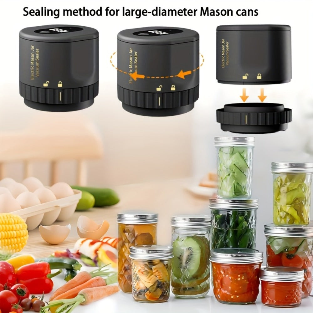 Vacuum Sealer Kit with Regular- and Wide-Mouth Adapters and Lid Accessories and Charging Cable
