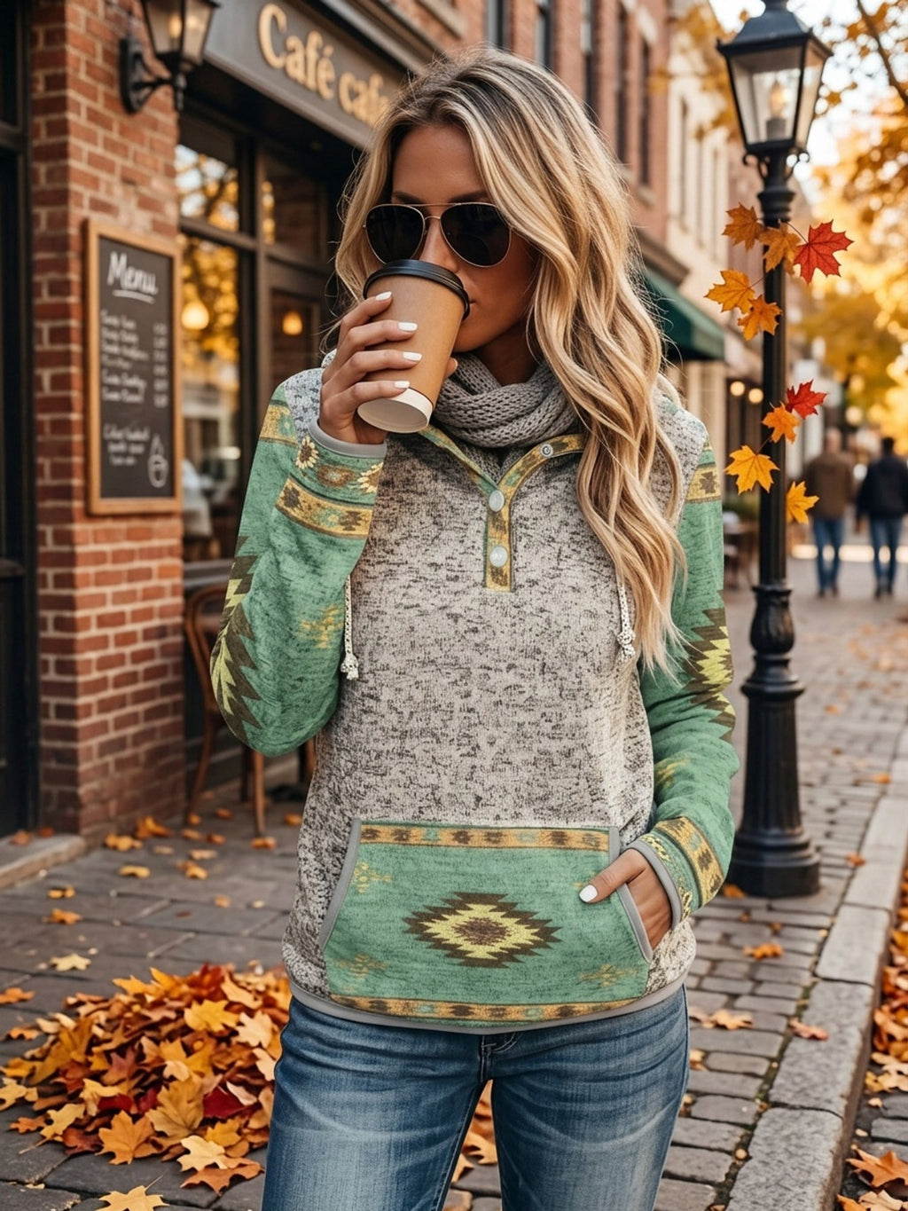 Serena | Hoodie mit Druckknöpfen im Western-Stil
