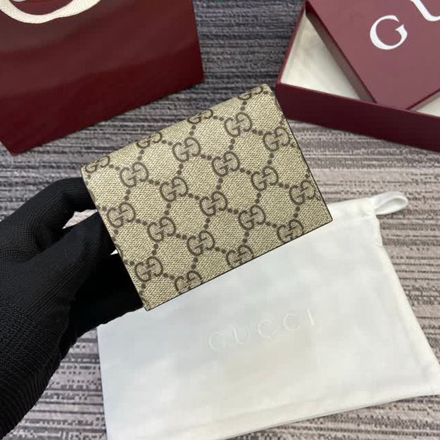 Gucci GG Marmont Card Wallet — GG Supreme Canvas & Cream