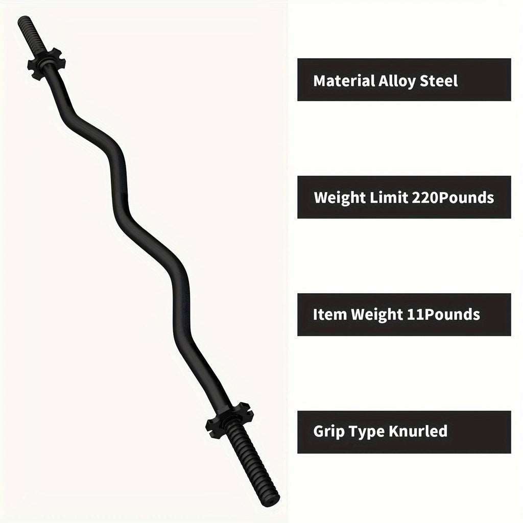 Fitness Equipment 47-Inch Alloy Steel EZ Curl Bar for One-Inch Plates with Two Spin-Lock Collars