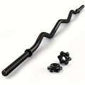Fitness Equipment 47-Inch Alloy Steel EZ Curl Bar for One-Inch Plates with Two Spin-Lock Collars