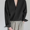 Nigel | Kragenloses V-Neck-Shirt