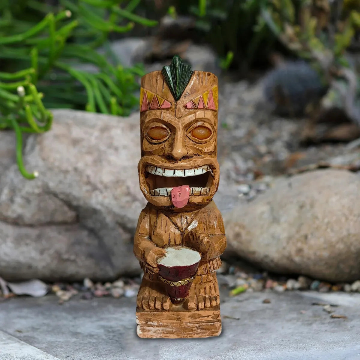 Hawaiian Tiki Man Solar LED Landscape Light