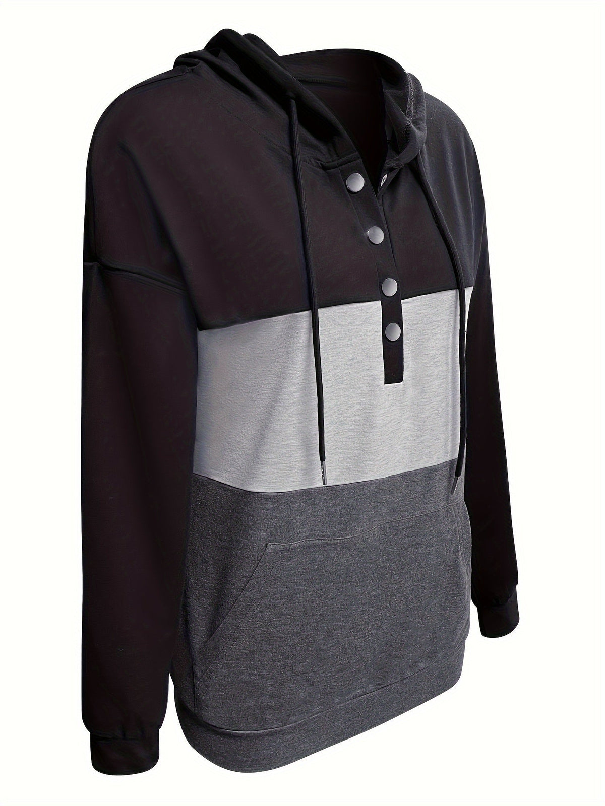 Tamsin | Kapuzenpullover mit Colour-Block-Knopfleiste