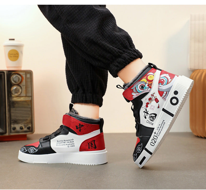 Herren-Herbst-High-Top-Freizeitsportschuhe mit rutschfester Sohle für den Alltag