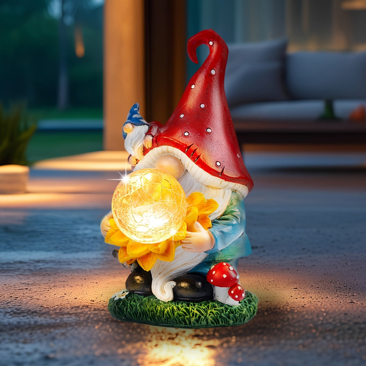 Solar Light Elf Resin Statue, Outdoor Garden Figurine That Automatically Lights Up at Night, Holiday Collectible Decor for Christmas