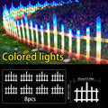Solar Fence Lights Outdoor 8-Pack with Remote Control - LED White Picket Fence Border Lights Solar Powered