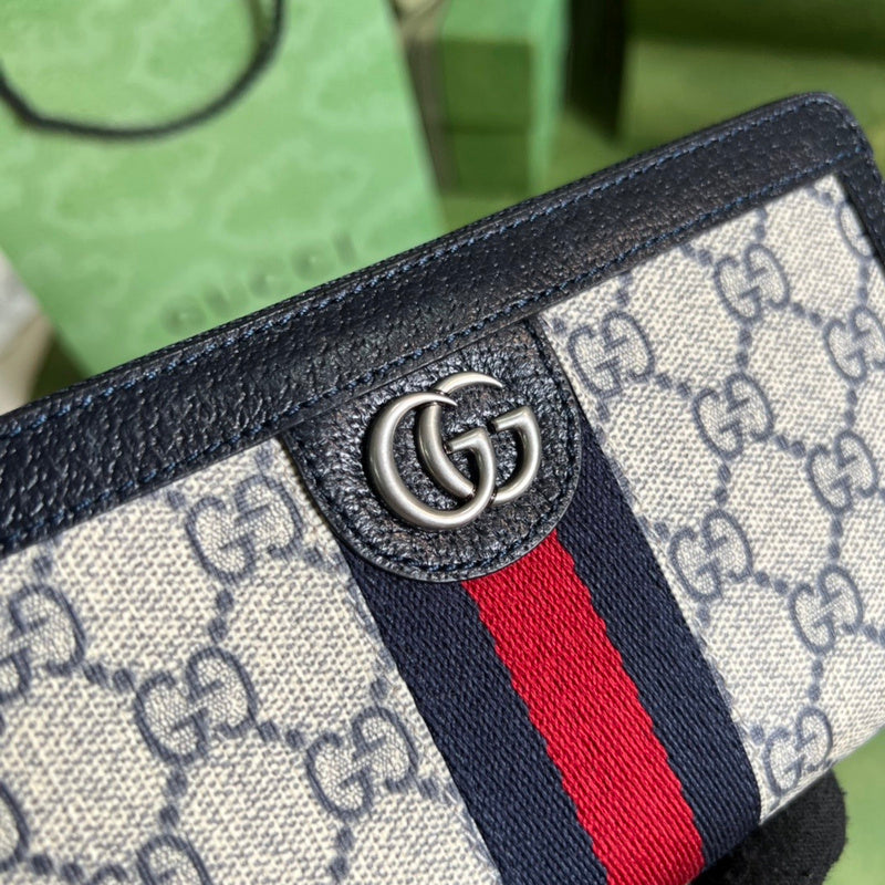 Gucci Ophidia GG Supreme Zip-Around Continental Wallet – Navy Blue