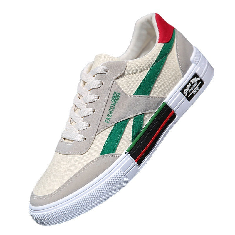 Men’s Casual Breathable Canvas Sneakers with Lace-Up Design and Comfortable Board Shoe Style