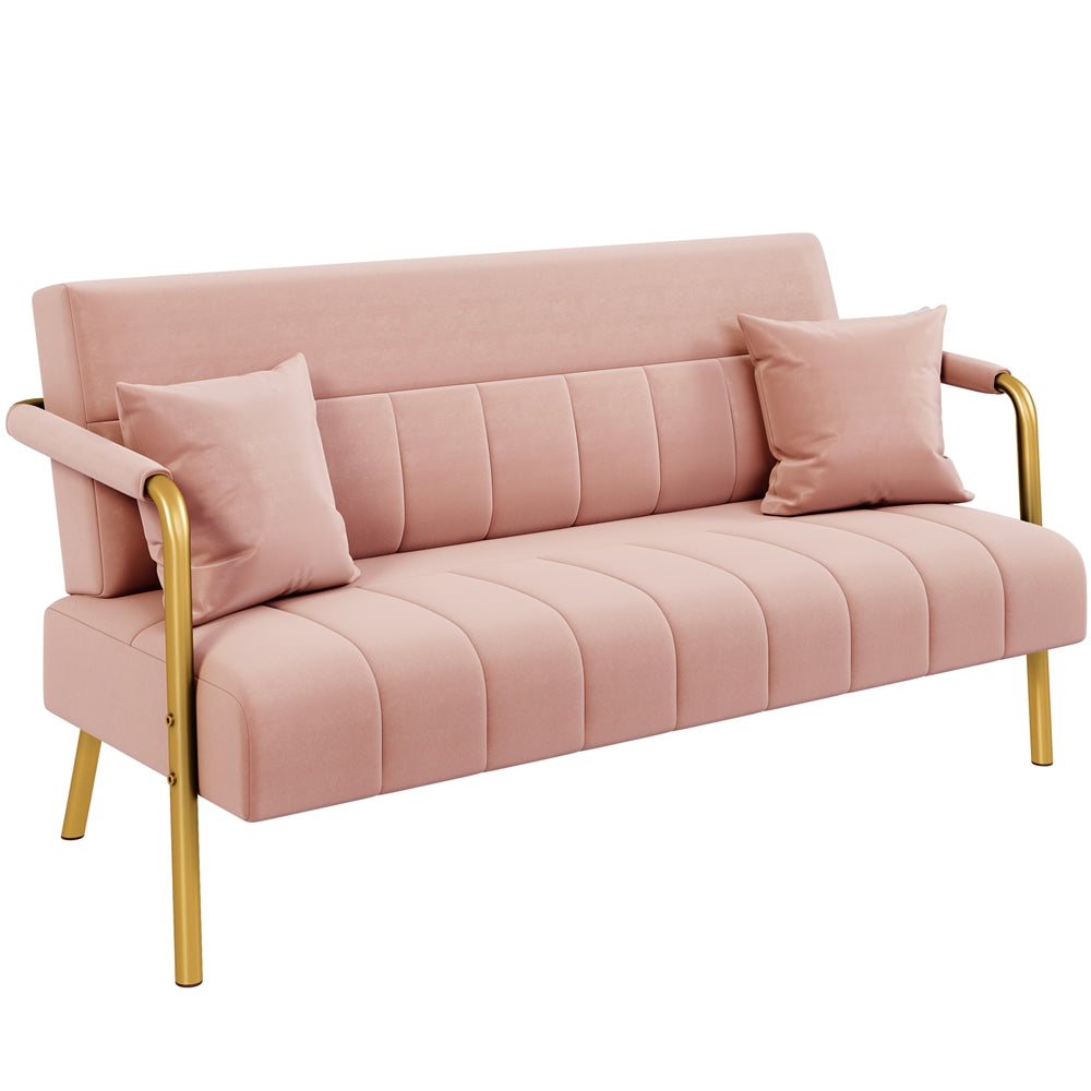 56.5-Inch Metal Loveseat Sofa for Comfortable Everyday Seating in Living Room