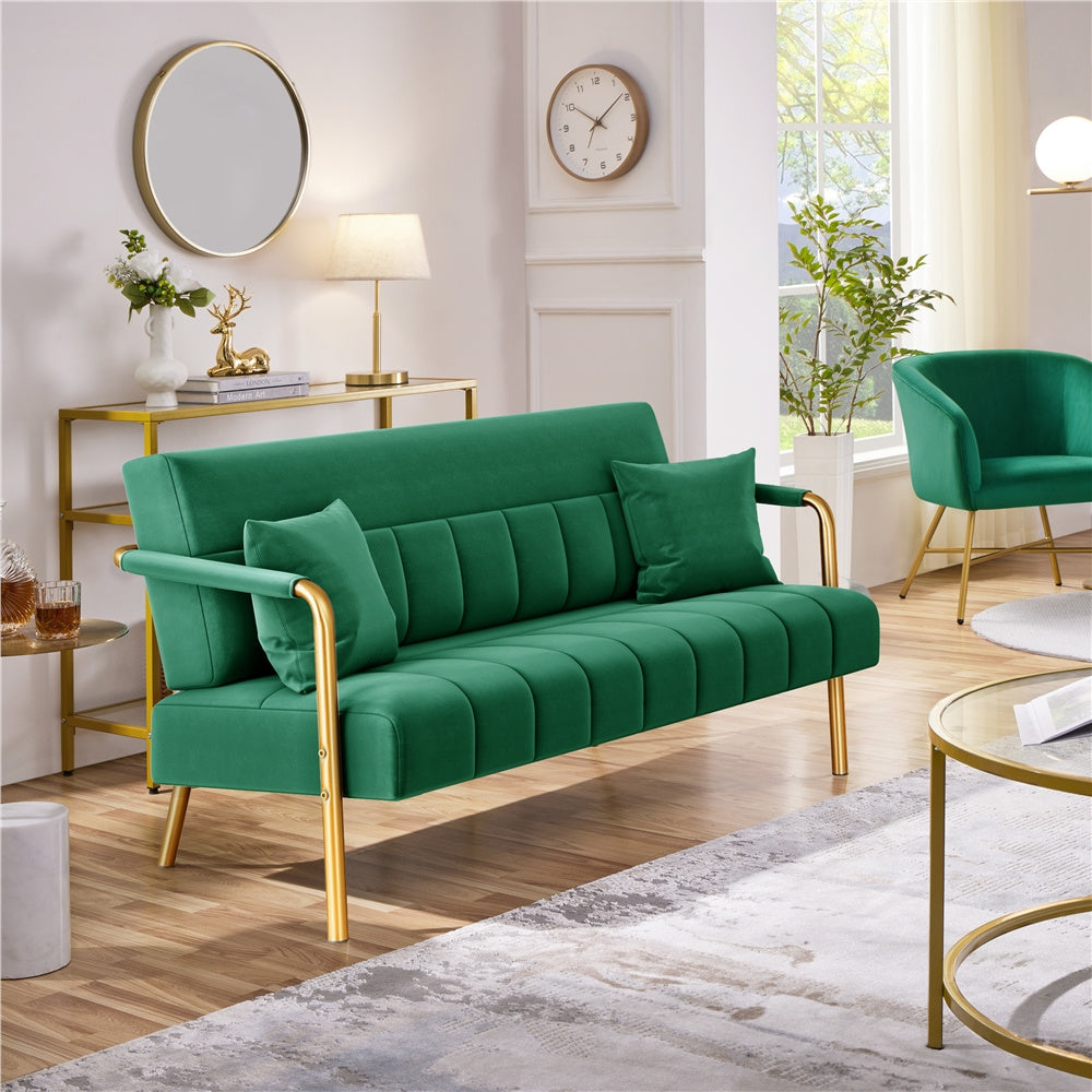 56.5-Inch Metal Loveseat Sofa for Comfortable Everyday Seating in Living Room