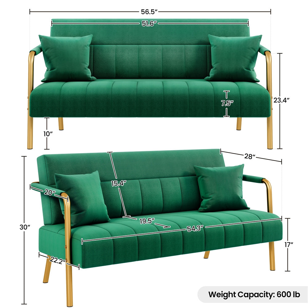 56.5-Inch Metal Loveseat Sofa for Comfortable Everyday Seating in Living Room