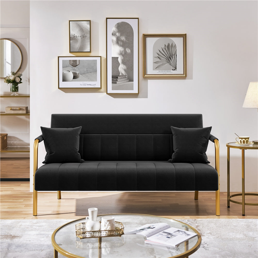 56.5-Inch Metal Loveseat Sofa for Comfortable Everyday Seating in Living Room