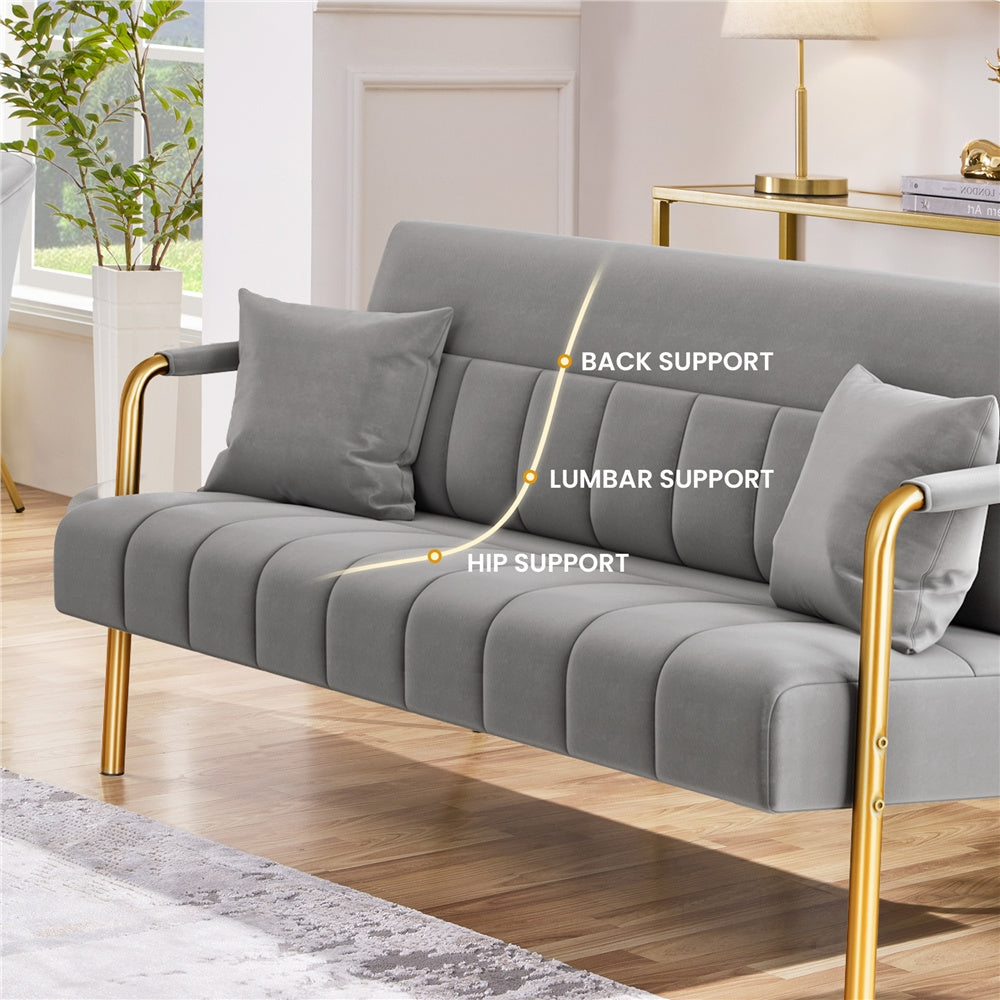 56.5-Inch Metal Loveseat Sofa for Comfortable Everyday Seating in Living Room