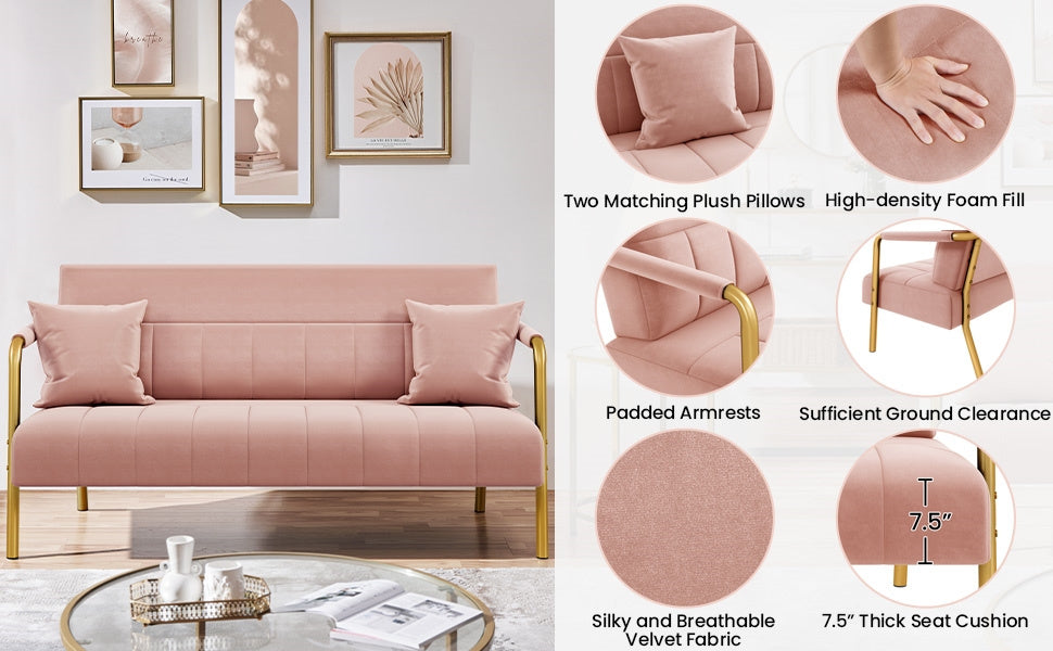56.5-Inch Metal Loveseat Sofa for Comfortable Everyday Seating in Living Room