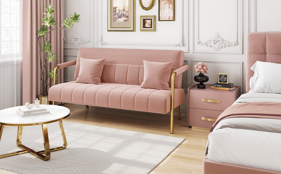 56.5-Inch Metal Loveseat Sofa for Comfortable Everyday Seating in Living Room