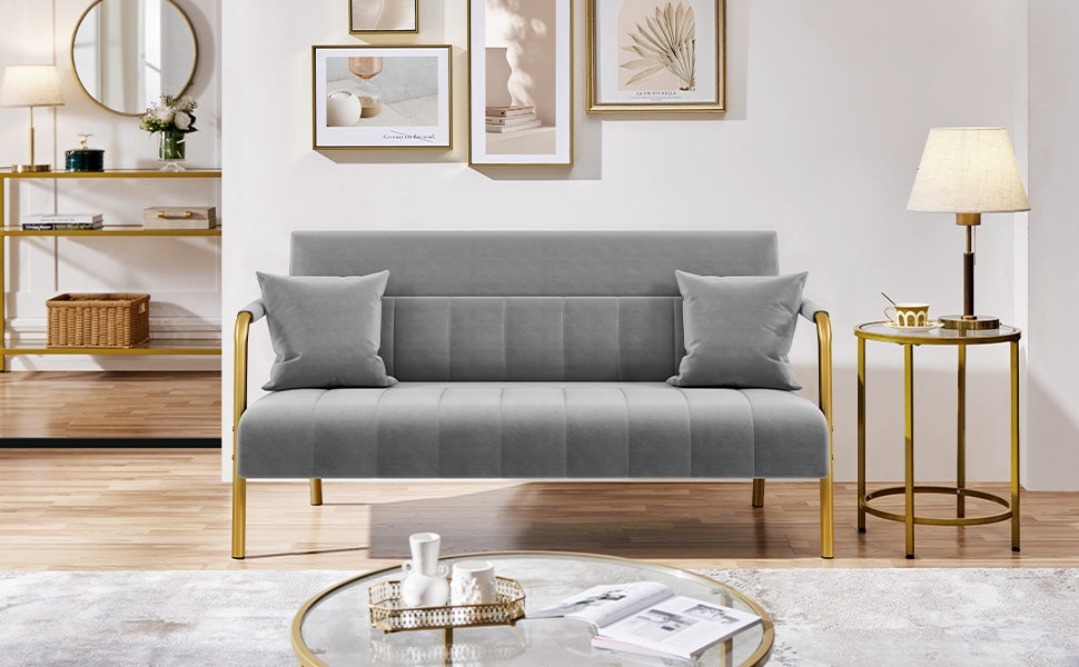 56.5-Inch Metal Loveseat Sofa for Comfortable Everyday Seating in Living Room