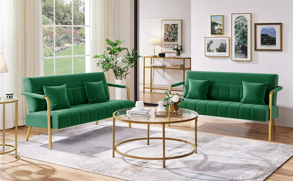 56.5-Inch Metal Loveseat Sofa for Comfortable Everyday Seating in Living Room