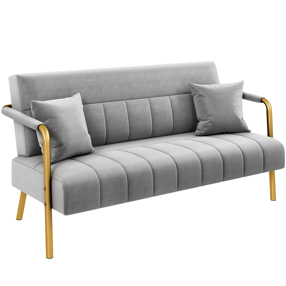 56.5-Inch Metal Loveseat Sofa for Comfortable Everyday Seating in Living Room