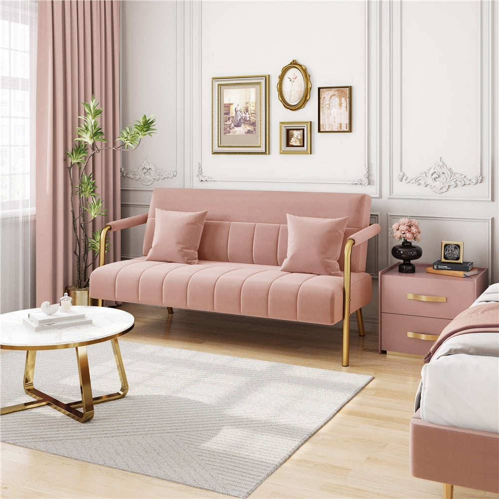 56.5-Inch Metal Loveseat Sofa for Comfortable Everyday Seating in Living Room
