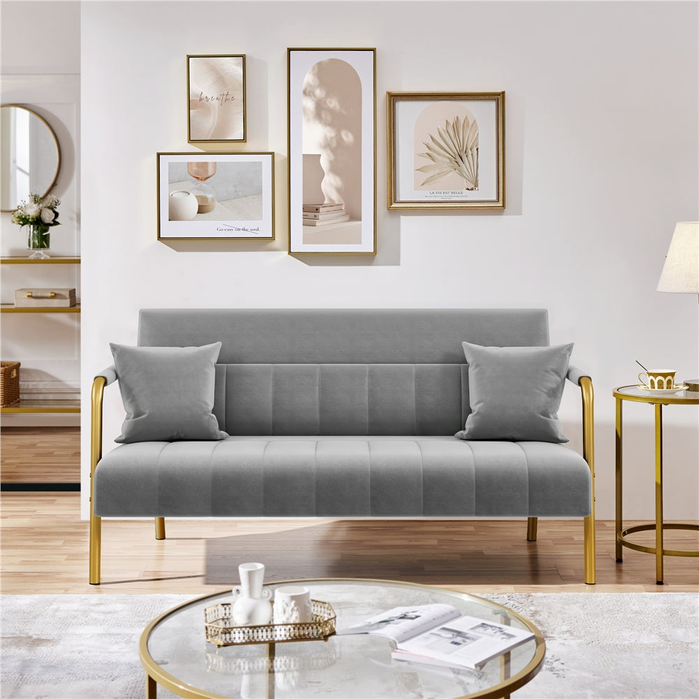 56.5-Inch Metal Loveseat Sofa for Comfortable Everyday Seating in Living Room