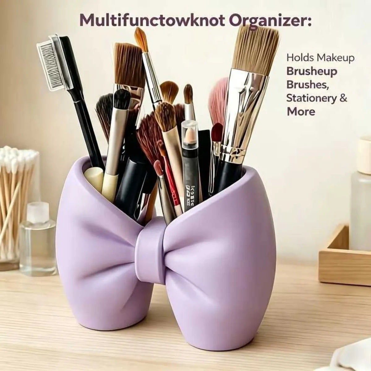 Dual Slot Bowknot Desktop Storage Holder