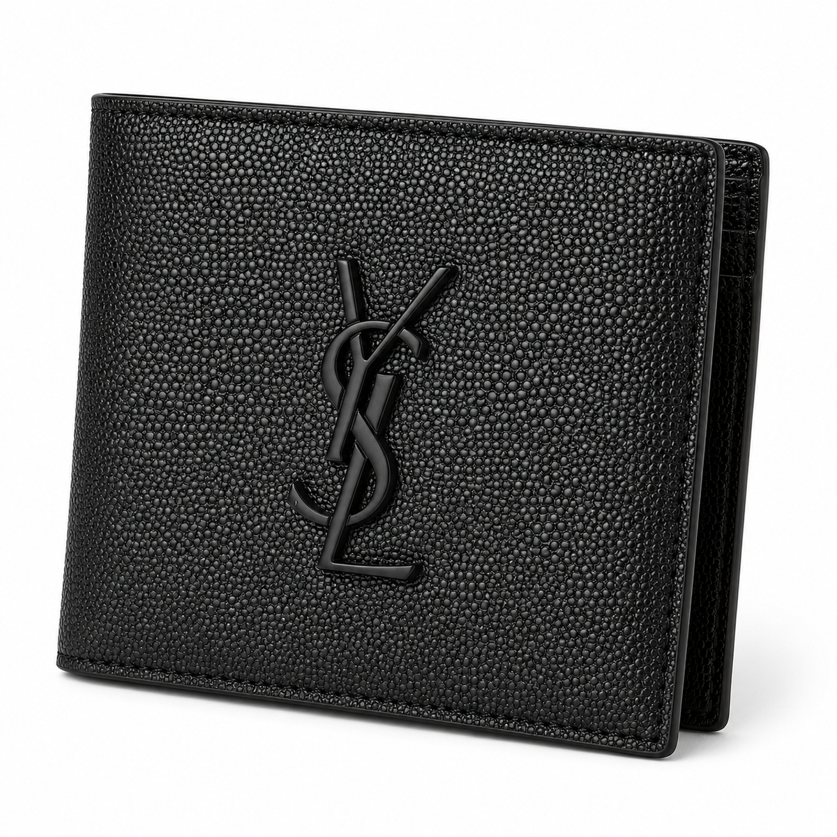 Saint Laurent YSL East/West Bifold Wallet – Grained Leather Black on Black