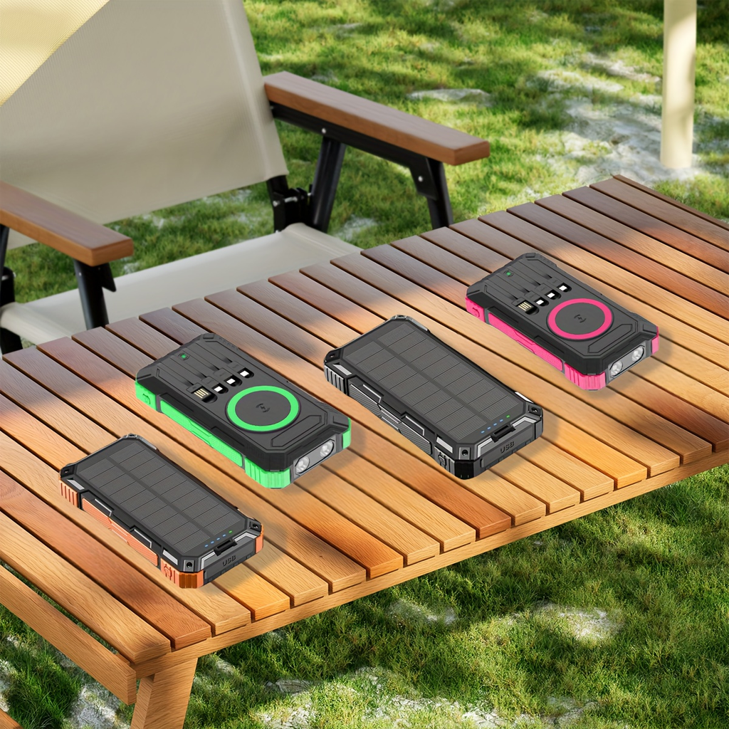49880mAh Solar Charger Power Bank, Portable Dual-USB Battery Pack with Solar Panel and LED Flashlight