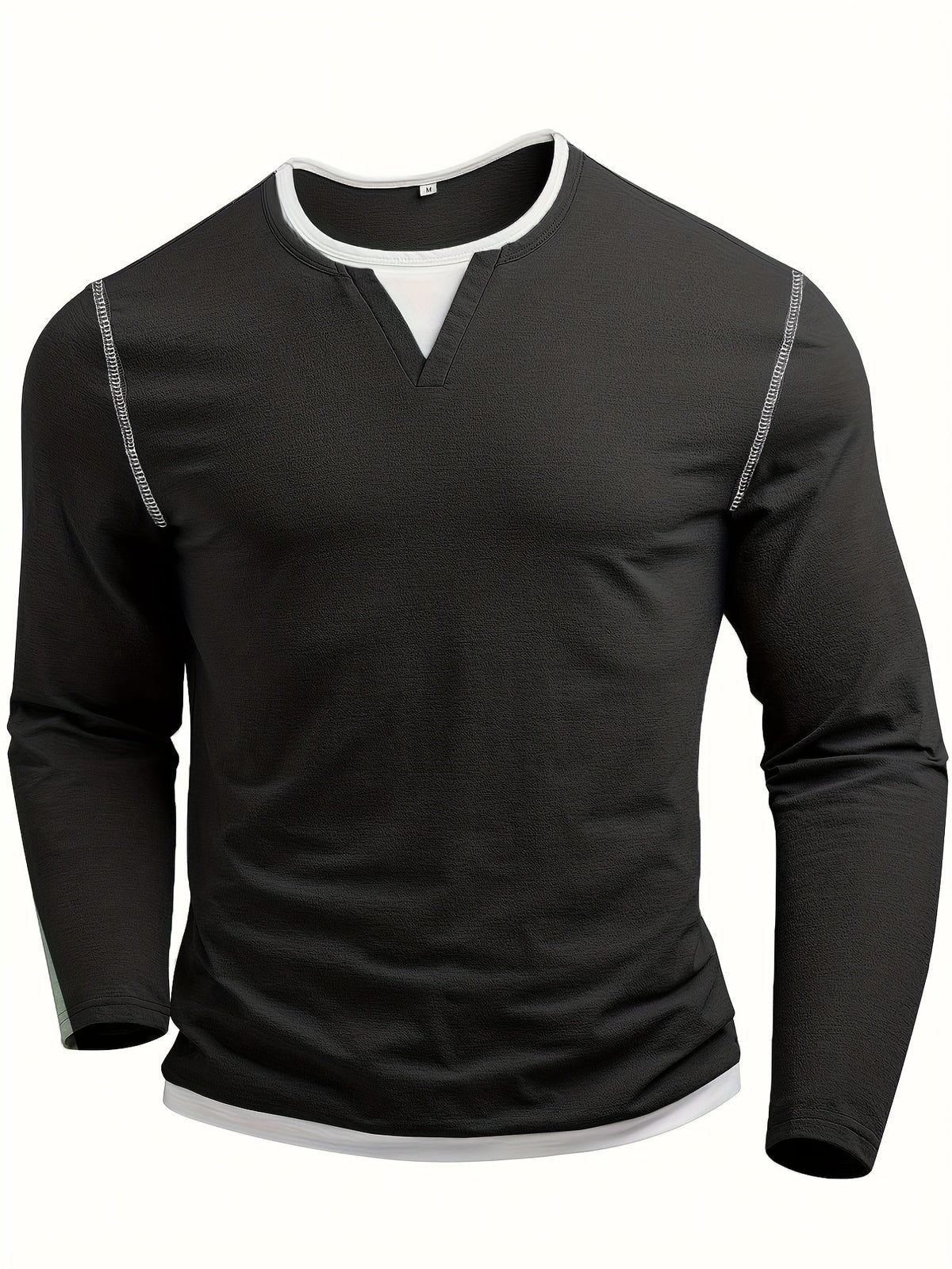 Beckett | Contrast-Stitch Notch-Neck Henley Shirt