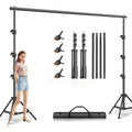 Photography Backdrop Support Kit in 10 x 10-Foot Size with Two Tripods, Four Crossbars, Four Clamps and Carry Bag