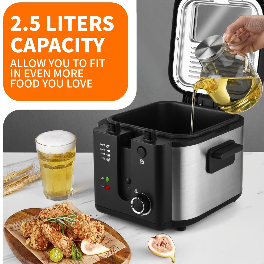 Deep Fryer, Electric 1500W Non-Stick Detachable Basket Adjustable Temperature Control for Home Cooking, Dining and Outdoor Meals