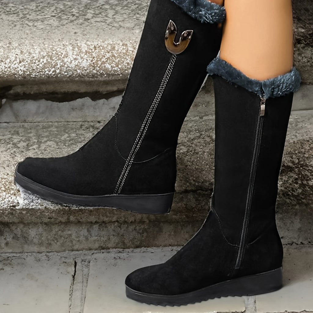 Annalise | Wadenhohe Stiefel mit Fellbesatz