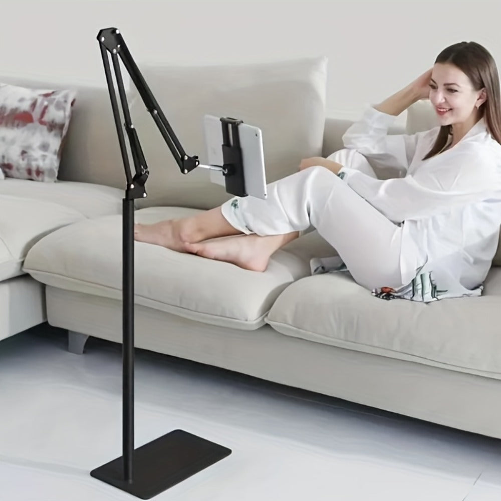 Phone Stand with Flexible Gooseneck Arm and Rotating Holder, 68.9-Inch Metal Support for Hands-Free Viewing