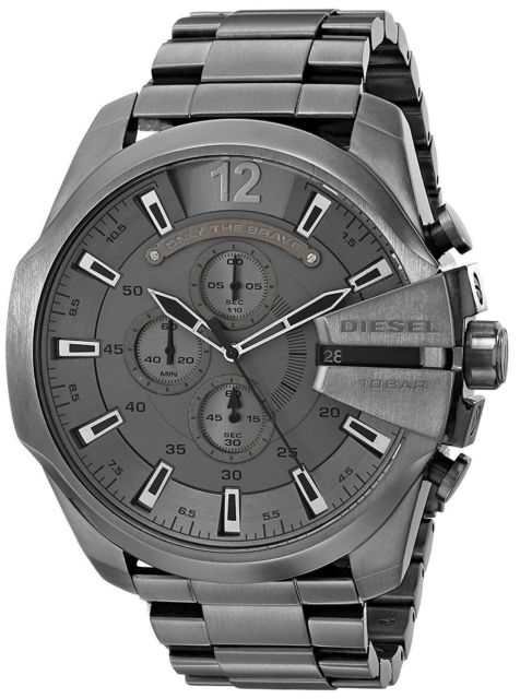Diesel DZ4282 Mega Chief Chronograph Herrenuhr – Graues Zifferblatt & graues Edelstahlarmband