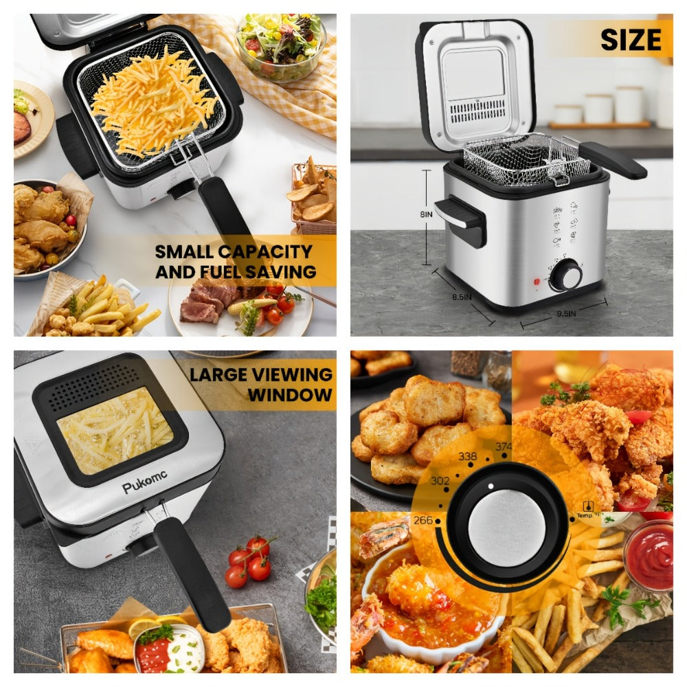 Deep Fryer, Electric 1500W Non-Stick Detachable Basket Adjustable Temperature Control for Home Cooking, Dining and Outdoor Meals