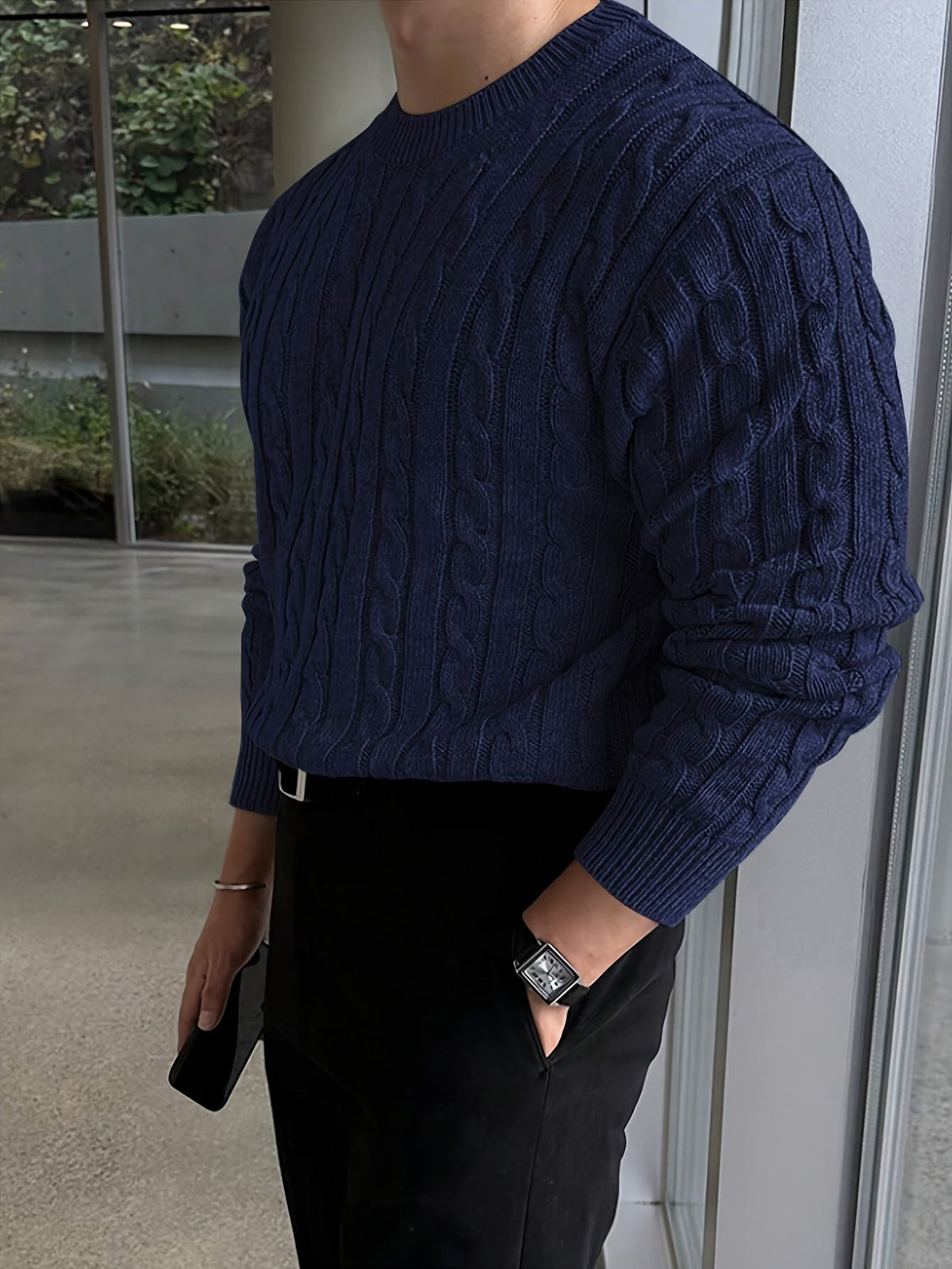 Gareth | Rundhals-Pullover im Zopfmuster