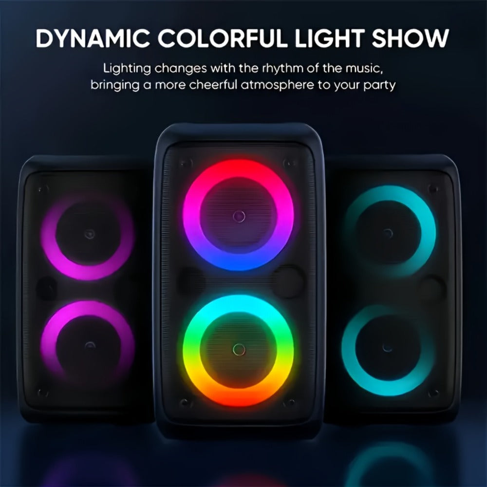 Portable Bluetooth Speaker HY-3317 with Dual Speakers, Subwoofer, LED, Mic, 2400mAh and USB-C