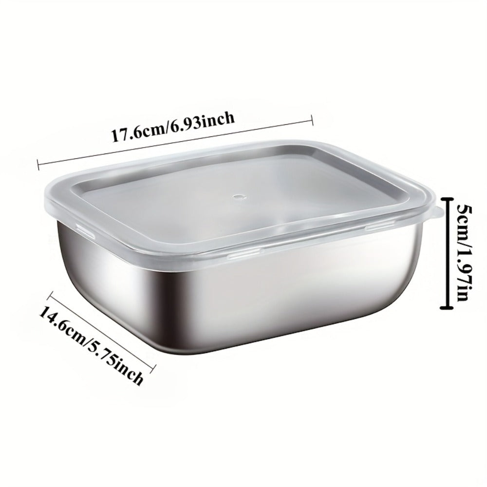 304 Stainless Steel Food Storage Containers, Lidded Kitchen Storage Set in Five, Six or Eight Pieces